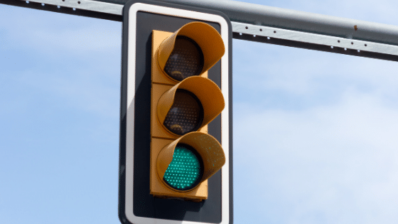 A green traffic light.