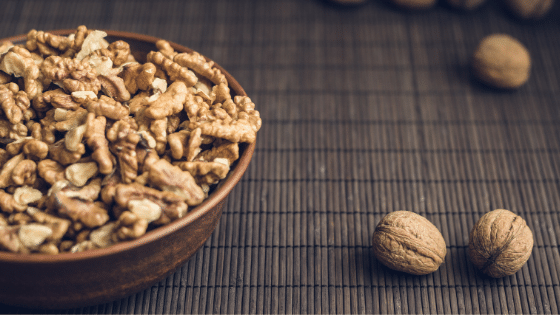 A bowl of de-shelled walnuts