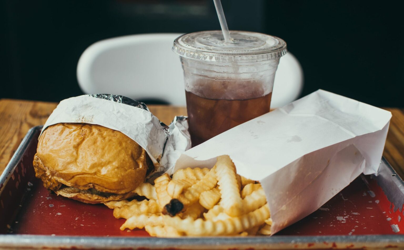 Fast food: burger, fries, cola